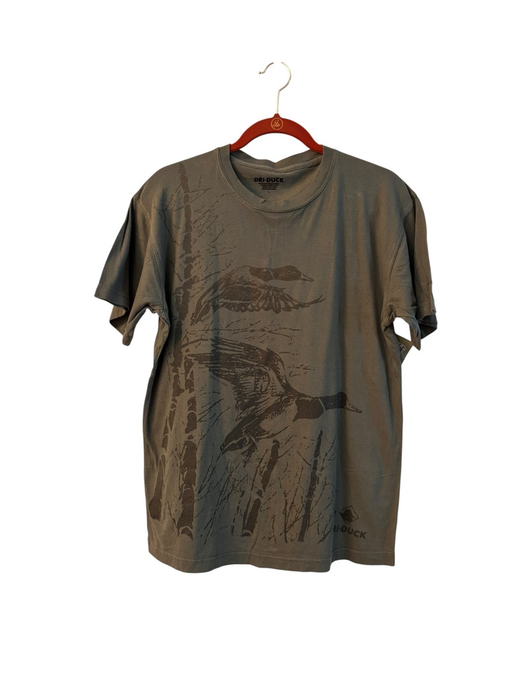 Men's Olive Short Sleeve Duck Graphic Tee Large